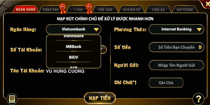 Với đa dạng các phương thức Nạp tiền Hitclub sẽ giúp bạn dễ dàng giao dịch hơn